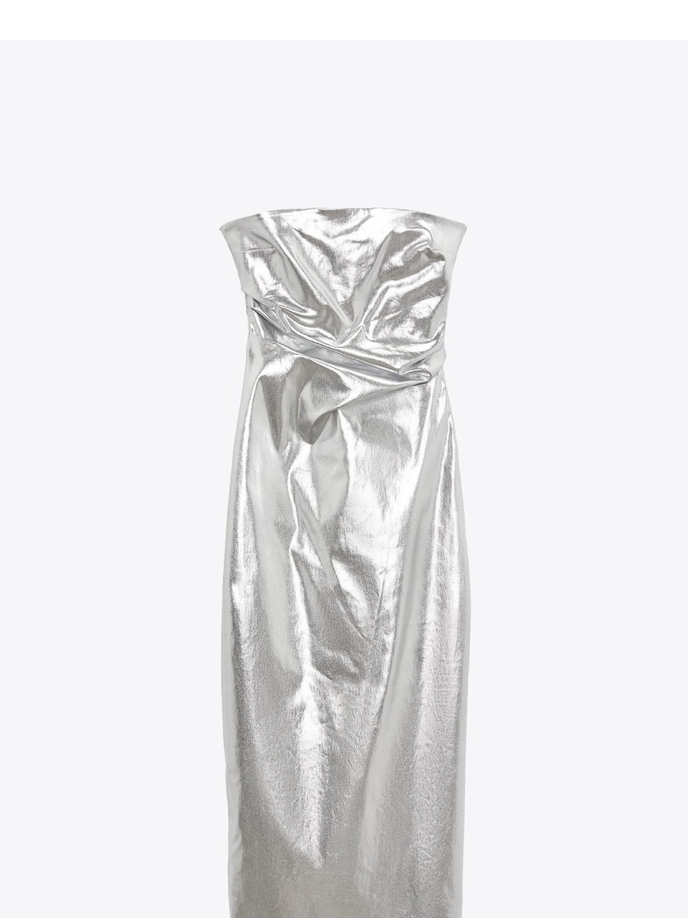 Zara Strapless Metallic Silver Column Gown